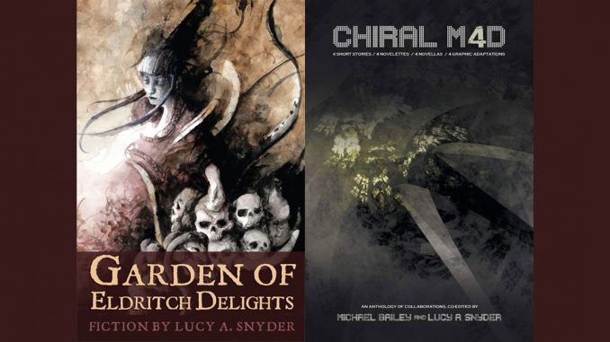 The covers to Garden of Eldritch Delights and Chiral Mad 4