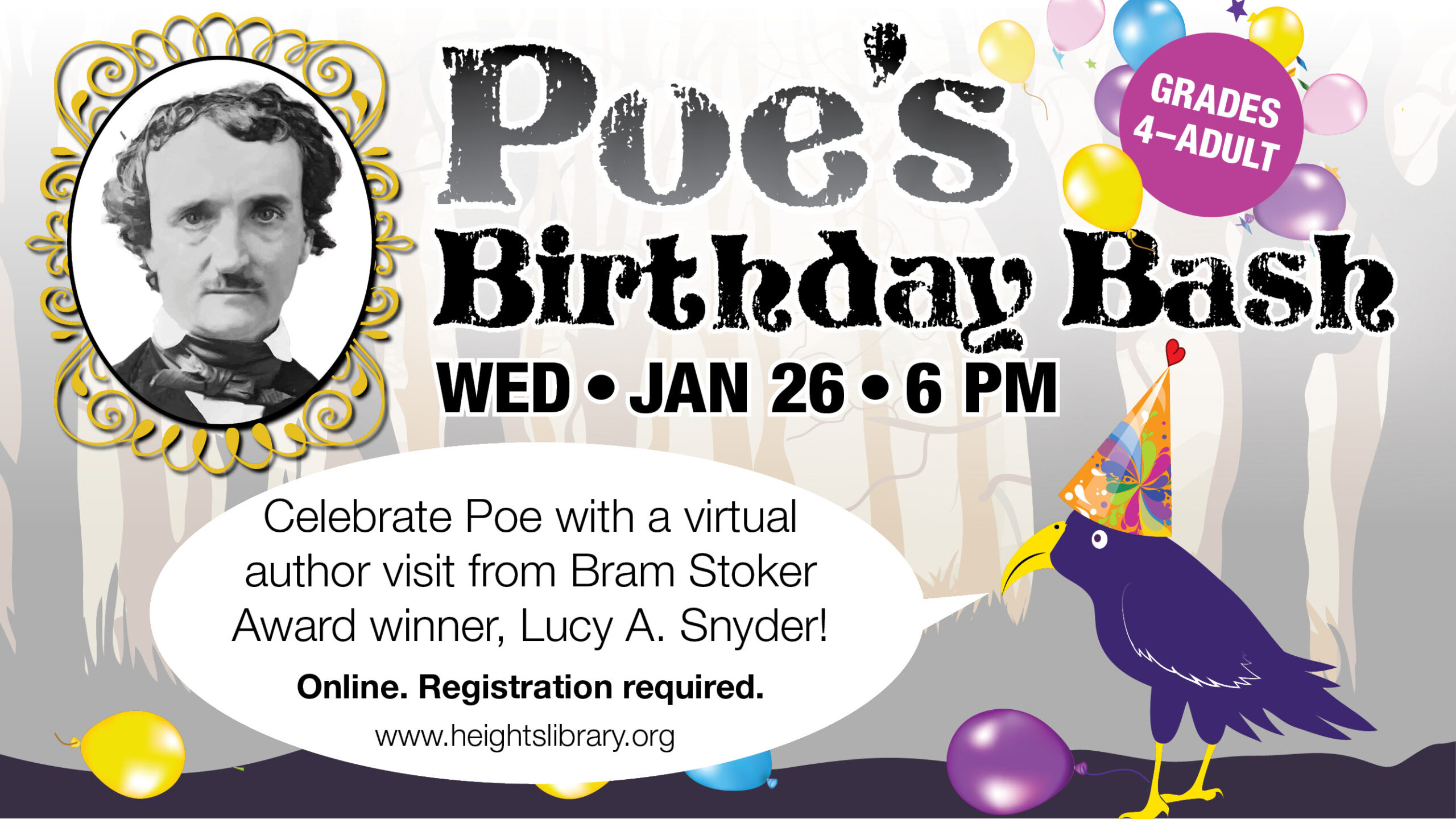 Free Jan. 26th event: Poe’s Birthday Bash – Lucy A. Snyder